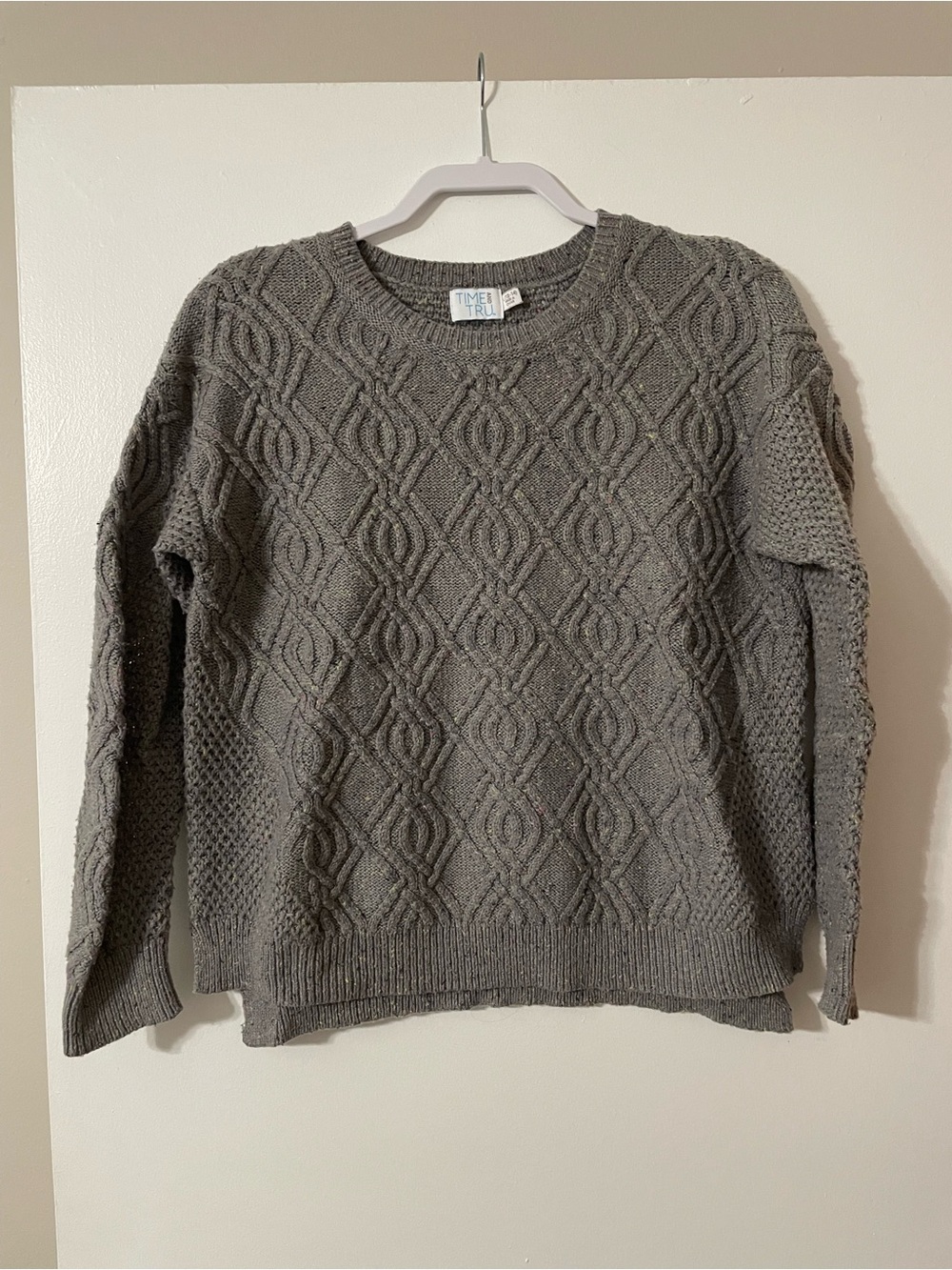 Time and Tru Charcoal Cable Crewneck Sweater